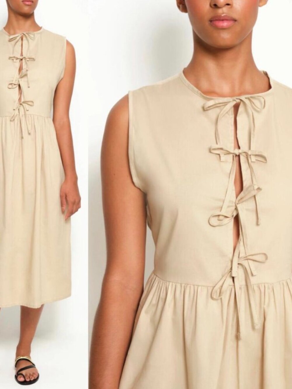 The Lulo Project Hortensia Tie Front Stretch Cotton Midi Dress.